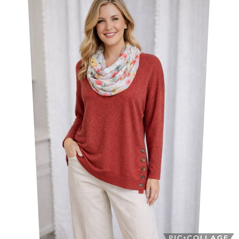 NEW CHICOS PULLOVER SWEATER BUTTON SIDE DETAIL NWT - image 1